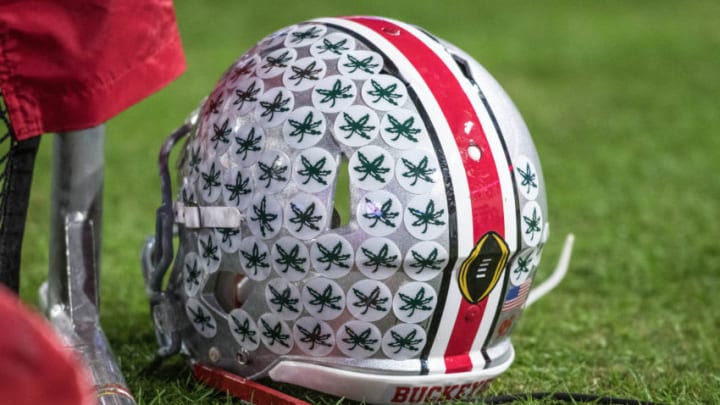 GLENDALE, AZ - DECEMBER 31: A general view of a Ohio State Buckeyes helmet rests on the field during the Playstation Fiesta Bowl against the Ohio State Buckeyes at University of Phoenix Stadium on December 31, 2016 in Glendale, Arizona. The Tigers defeated the Buckeyes 31-0. (Photo by Robin Alam/Icon Sportswire via Getty Images)