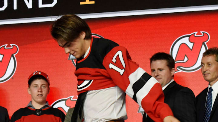 June 23, 2017; Chicago, IL, USA; Nico Hischier Mandatory Credit: David Banks-USA TODAY Sports