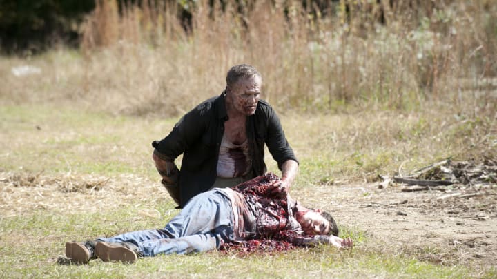 Merle Dixon (Michael Rooker) and Ben (Tyler Chase) – The Walking Dead_Season 3, Episode 15_”This Sorrowful Life” – Photo Credit: Gene Page/AMC