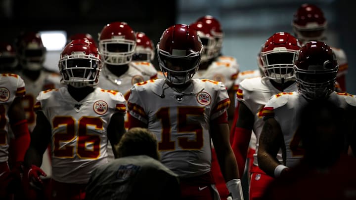 Kansas City Chiefs quarterback Patrick Mahomes (15) (Photo by Mark Alberti/Icon Sportswire via Getty Images)