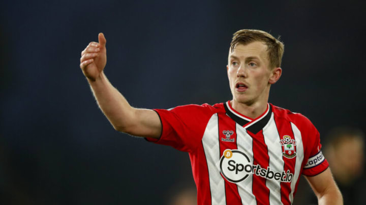 WOLVERHAMPTON, ENGLAND - JANUARY 15: James Ward-Prowse of Southampton reacts during the Premier League match between Wolverhampton Wanderers and Southampton at Molineux on January 15, 2022 in Wolverhampton, England. (Photo by Malcolm Couzens/Getty Images)