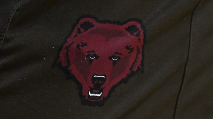 COLLEGE PARK, MARYLAND - DECEMBER 30: The Brown Bears logo on their uniform during the game against the Maryland Terrapins at Xfinity Center on December 30, 2021 in College Park, Maryland. (Photo by G Fiume/Getty Images)