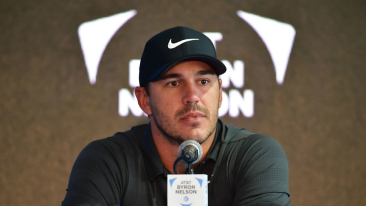 IRVING, TEXAS - MAY 07: Brooks Koepka of USA talks to the media during his press conference prior to the start of the AT&T Byron Nelson on May 07, 2019 in Irving, Texas. (Photo by Stuart Franklin/Getty Images)