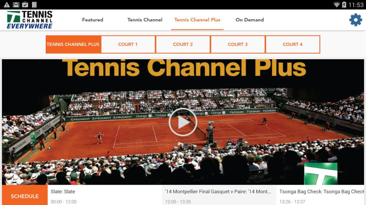 Tennis Channel Everywhere app screenshot