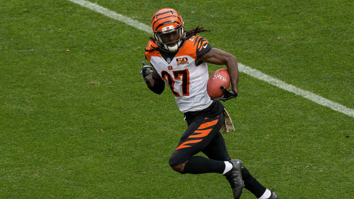 DENVER, CO – NOVEMBER 19: Cornerback Dre Kirkpatrick #27 of the Cincinnati Bengals runs for an 87 yard return after intercepting a pass against the Denver Broncos in the first quarter of a game at Sports Authority Field at Mile High on November 19, 2017 in Denver, Colorado. (Photo by Justin Edmonds/Getty Images)