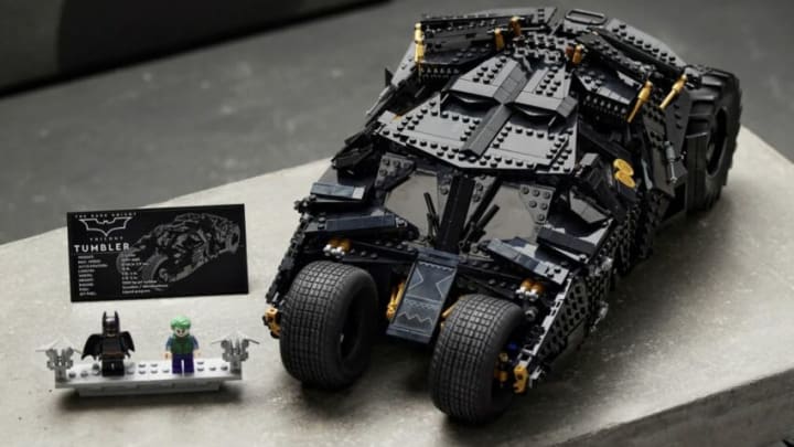 Discover LEGO's new build-and-display 2049-piece Batmobile Tumbler from The Dark Knight trilogy, complete with minifigures of Batman and The Joker.