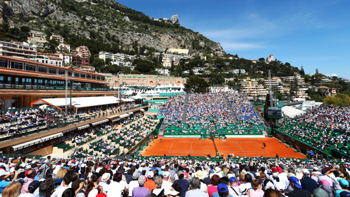 MONTE-CARLO, MONACO – APRIL 12: A general view of centre court during the second round match between Pierre-Hughes Herbert of France and Andy Murray of Great Britain on day three of the Monte Carlo Rolex Masters at Monte-Carlo Sporting Club on April 12, 2016 in Monte-Carlo, Monaco. (Photo by Michael Steele/Getty Images)
