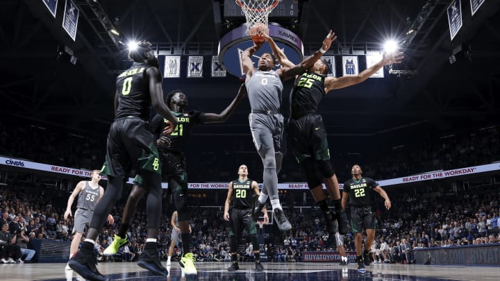 CINCINNATI, OH – NOVEMBER 28: Tyrique Jones #0 of the Xavier Musketeers goes to the basket against Tristan Clark #25 of the Baylor Bears in the first half of a game at Cintas Center on November 28, 2017 in Cincinnati, Ohio. Xavier won 76-63. (Photo by Joe Robbins/Getty Images)