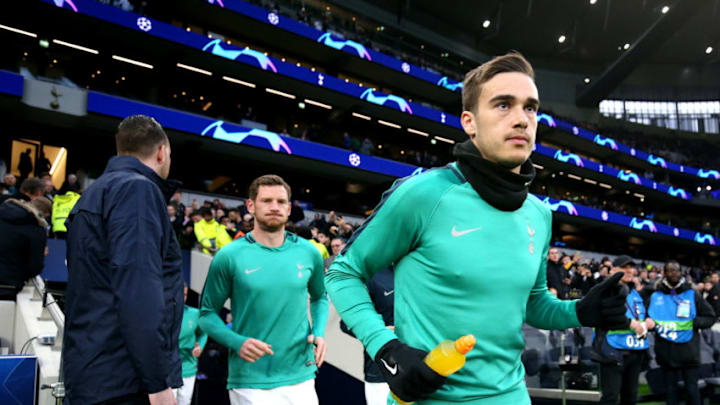 LONDON, ENGLAND - APRIL 09: Harry Winks of Tottenham Hotspur walks out to warm up prior to the UEFA Champions League Quarter Final first leg match between Tottenham Hotspur and Manchester City at Tottenham Hotspur Stadium on April 09, 2019 in London, England. (Photo by Tottenham Hotspur FC/Tottenham Hotspur FC via Getty Images)