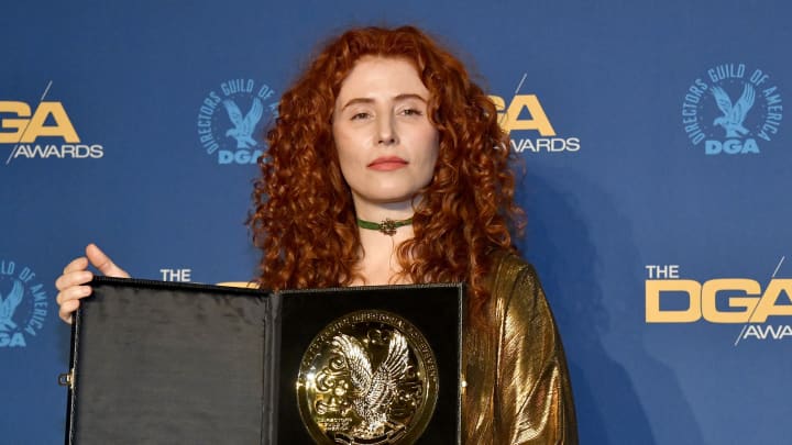 LOS ANGELES, CALIFORNIA – JANUARY 25: (L-R) DGA First-Time Feature Film Award winner for ‘Honey Boy’ Alma Har’el poses in the press room during the 72nd Annual Directors Guild Of America Awards at The Ritz Carlton on January 25, 2020 in Los Angeles, California. (Photo by Frazer Harrison/Getty Images)