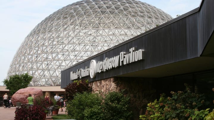 The Henry Doorly Zoo boasts a huge geodesic dome protecting desert flora and fauna. The neighboring Mutual of Omaha Wild Kingdom Pavilion houses reptiles, amphibians, insects and small mammals in Omaha, Nebraska. (Photo by Robert Cross/Chicago Tribune/MCT via Getty Images)