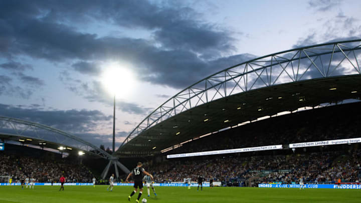 HUDDERSFIELD, ENGLAND - AUGUST 05: A general view of play during the Sky Bet Championship match between Huddersfield Town and Derby County at John Smith's Stadium on August 05, 2019 in Huddersfield, England. (Photo by George Wood/Getty Images)