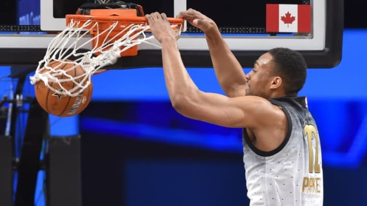 Feb 12, 2016; Toronto, Ontario, CAN; U.S player Jabari Parker (12) dunks the ball in the second half during the Rising Stars Challenge basketball game at Air Canada Centre. Mandatory Credit: Bob Donnan-USA TODAY Sports