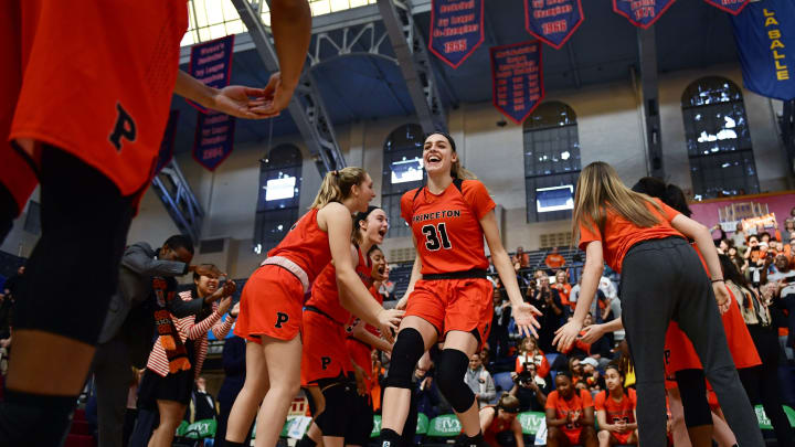 PHILADELPHIA, PA – MARCH 11: Bella Alarie #31 of the Princeton Tigers is introduced before the game at The Palestra on March 11, 2018 in Philadelphia, Pennsylvania. Princeton defeated Penn 63-34. (Photo by Corey Perrine/Getty Images)