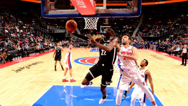DETROIT, MI - OCTOBER 8: Caris LeVert #22 of the Brooklyn Nets shoots the ball against the Detroit Pistons during a pre-season game on October 8, 2018 at Little Caesars Arena in Detroit, Michigan. NOTE TO USER: User expressly acknowledges and agrees that, by downloading and/or using this photograph, User is consenting to the terms and conditions of the Getty Images License Agreement. Mandatory Copyright Notice: Copyright 2018 NBAE (Photo by Chris Schwegler/NBAE via Getty Images)
