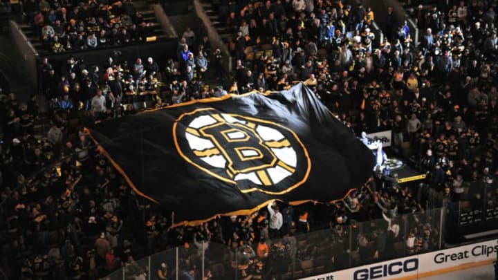BOSTON, MA - MAY 04: Boston Bruins giant flag works it way around the crowd. During Game 5 in the Second round of the Stanley Cup playoffs featuring the Boston Bruins against the Columbus Blue Jackets on May 04, 2019 at TD Garden in Boston, MA. (Photo by Michael Tureski/Icon Sportswire via Getty Images)