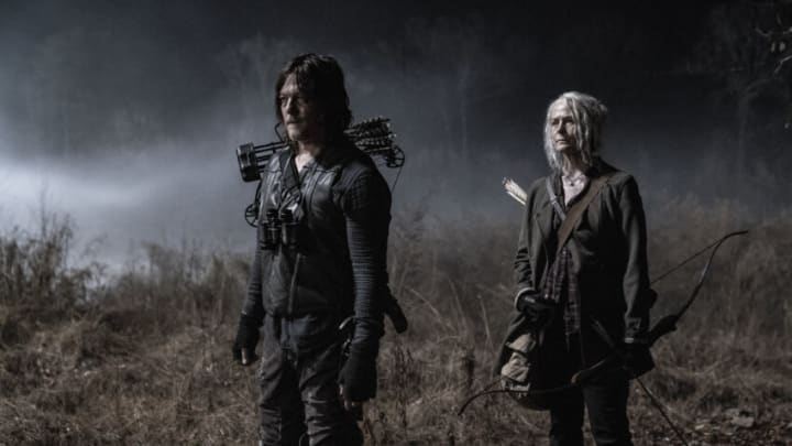 Norman Reedus as Daryl Dixon, Melissa McBride as Carol Peletier - The Walking Dead _ Season 11, Episode 20 - Photo Credit: Jace Downs/AMC