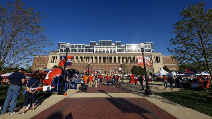 CHAMPAIGN, IL - SEPTEMBER 29: Illinois Fighting Illini fans are seen in the tailgating area before the game against the Nebraska Cornhuskers at Memorial Stadium on September 29, 2017 in Champaign, Illinois. (Photo by Michael Hickey/Getty Images)
