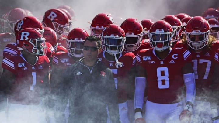 PISCATAWAY, NJ - OCTOBER 05: Interim head coach Nunzio Campanile of the Rutgers Scarlet Knights looks on to the field with his team before the game at SHI Stadium on October 5, 2019 in Piscataway, New Jersey. Maryland defeated Rutgers 48-7. (Photo by Corey Perrine/Getty Images)