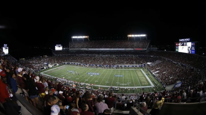 Sep 5, 2016; Orlando, FL, USA; A general view of Camping World Stadium during the second half between the Mississippi Rebels and Florida State Seminoles at Camping World Stadium. Florida State Seminoles defeated the Mississippi Rebels 45-34. Mandatory Credit: Kim Klement-USA TODAY Sports