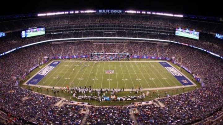 Aug 22, 2015; East Rutherford, NJ, USA; A general view of an NFL game between the New York Giants and Jacksonville Jaguars during the first half at MetLife Stadium. Mandatory Credit: Danny Wild-USA TODAY Sports
