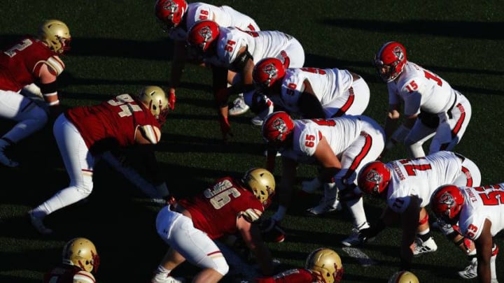 CHESTNUT HILL, MA - NOVEMBER 11: Ryan Finley #15 of the North Carolina State Wolfpack stands under center during the second half against the Boston College Eagles at Alumni Stadium on November 11, 2017 in Chestnut Hill, Massachusetts. (Photo by Tim Bradbury/Getty Images)