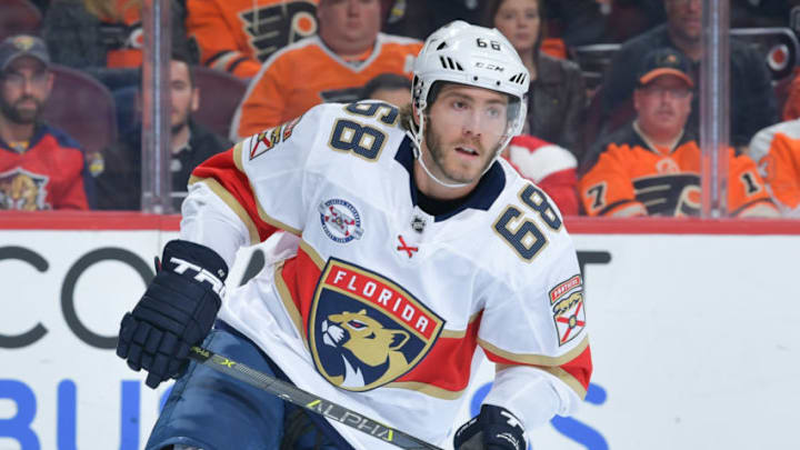 Fantasy Hockey: PHILADELPHIA, PA - OCTOBER 16: Mike Hoffman #68 of the Florida Panthers skates against the Philadelphia Flyers at the Wells Fargo Center on October 16, 2018 in Philadelphia, Pennsylvania. The Flyers won 6-5 in a shootout. (Photo by Drew Hallowell/Getty Images)