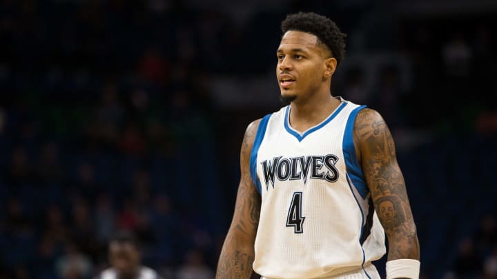 Oct 21, 2016; Minneapolis, MN, USA; Minnesota Timberwolves guard Brandon Rush (4) during the second quarter against the Charlotte Hornets at Target Center. Mandatory Credit: Brace Hemmelgarn-USA TODAY Sports