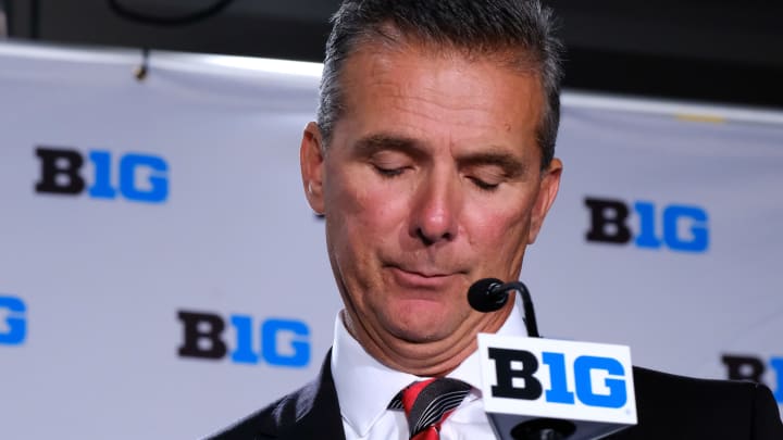CHICAGO, IL – JULY 24: Ohio State Football head coach Urban Meyer speaks to the media during the Big Ten Football Media Days event on July 24, 2018 at the Chicago Marriott Downtown Magnificent Mile in Chicago, Illinois. (Photo by Robin Alam/Icon Sportswire via Getty Images)