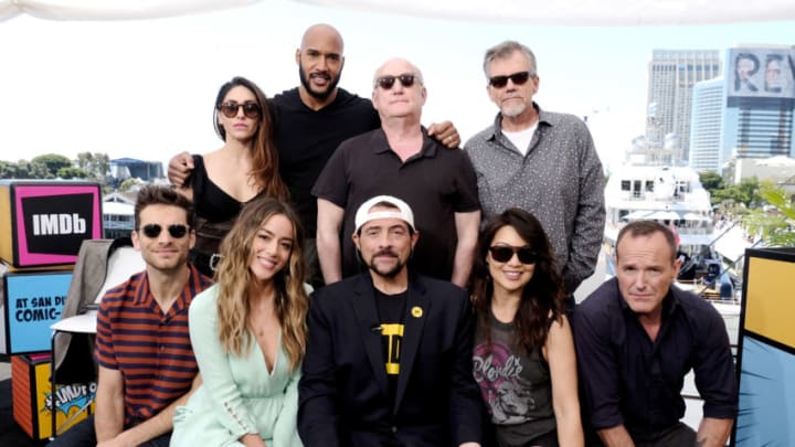 SAN DIEGO, CALIFORNIA - JULY 19: Natalia Cordova-Buckley, Henry Simmons, Jeph Loeb, Jeffrey Bell, Jeff Ward, Chloe Bennet, Kevin Smith, Ming-Na Wen and Clark Gregg attend the #IMDboat at San Diego Comic-Con 2019: Day Two at the IMDb Yacht on July 19, 2019 in San Diego, California. (Photo by Tommaso Boddi/Getty Images for IMDb)