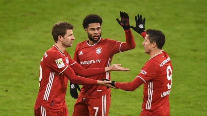 Bayern Munich had to work hard to beat Wolfsburg at Allianz Arena. (Photo by LUKAS BARTH-TUTTAS/POOL/AFP via Getty Images)