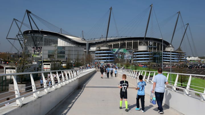 MANCHESTER, ENGLAND - APRIL 20: General view as fans arrive outside the stadium ahead of the Premier League match between Manchester City and Tottenham Hotspur at Etihad Stadium on April 20, 2019 in Manchester, United Kingdom. (Photo by Alex Livesey/Getty Images)