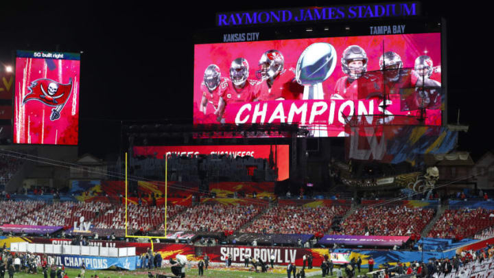 Feb 7, 2020; Tampa, FL, USA; An overall view of Raymond James Stadium after Super Bowl LV. Mandatory Credit: Kim Klement-USA TODAY Sports