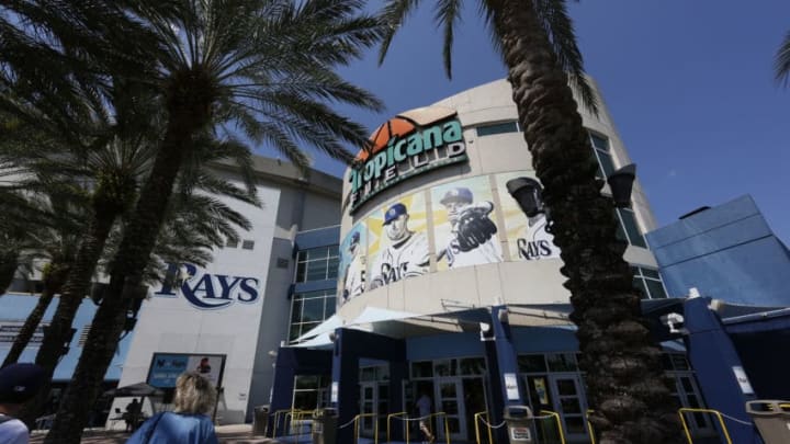 ST. PETERSBURG, FL - APRIL 6: General view as baseball fans make their way into Tropicana Field before the start of an Opening Day game between the Tampa Bay Rays and the Baltimore Orioles on April 6, 2015 in St. Petersburg, Florida. (Photo by Brian Blanco/Getty Images)