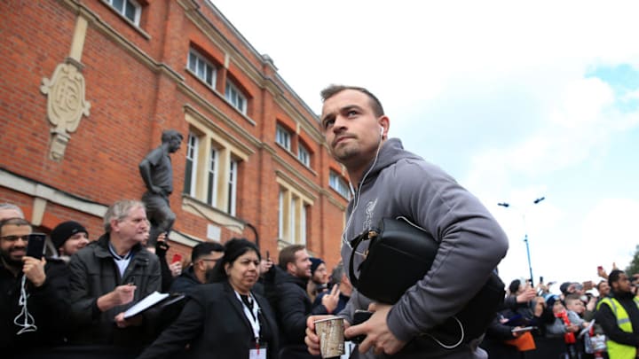 LONDON, ENGLAND - MARCH 17: Xherdan Shaqiri of Liverpool arrives at the stadium ahead of the Premier League match between Fulham FC and Liverpool FC at Craven Cottage on March 17, 2019 in London, United Kingdom. (Photo by Marc Atkins/Getty Images)