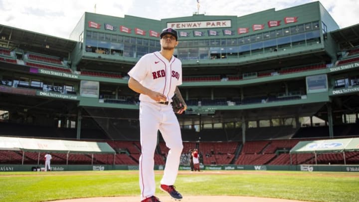 BOSTON, MA - SEPTEMBER 20: Tanner Houck #89 of the Boston Red Sox looks on before a game against the New York Yankees on September 20, 2020 at Fenway Park in Boston, Massachusetts. It was his debut at Fenway Park. The 2020 season had been postponed since March due to the COVID-19 pandemic. (Photo by Billie Weiss/Boston Red Sox/Getty Images)