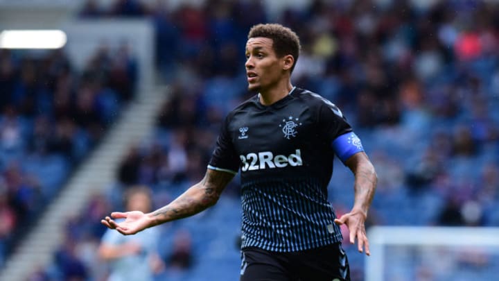 GLASGOW, SCOTLAND - JULY 21: James Tavernier of Rangers in action during the Pre-Season Friendly between Rangers FC and Blackburn Rovers at Ibrox Stadium on July 21, 2019 in Glasgow, Scotland. (Photo by Mark Runnacles/Getty Images)