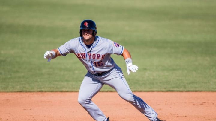 Oct 13, 2016; Peoria, AZ, USA; Scottsdale Scorpions outfielder Tim Tebow of the New York Mets runs the bases against the Peoria Javelinas during an Arizona Fall League game at Peoria Sports Complex. Mandatory Credit: Mark J. Rebilas-USA TODAY Sports