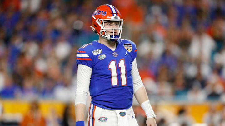 MIAMI, FLORIDA - DECEMBER 30: Kyle Trask #11 of the Florida Gators reacts against the Virginia Cavaliers during the first half of the Capital One Orange Bowl at Hard Rock Stadium on December 30, 2019 in Miami, Florida. (Photo by Michael Reaves/Getty Images)