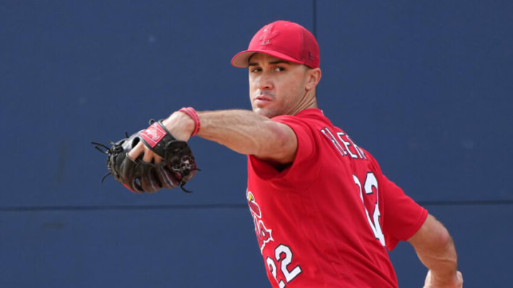 Feb 17, 2023; Jupiter, FL, USA; St. Louis Cardinals starting pitcher Jack Flaherty (22) warms up during spring training. Mandatory Credit: Jim Rassol-USA TODAY Sports