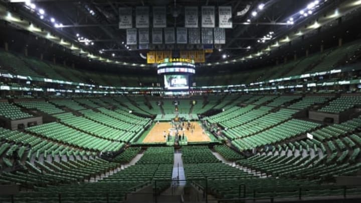Apr 24, 2016; Boston, MA, USA; A general view of TD Garden prior to the first round of the NBA Playoffs between the Boston Celtics and Atlanta Hawks. Mandatory Credit: Bob DeChiara-USA TODAY Sports