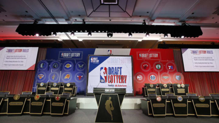 CHICAGO, IL - MAY 14: An overall view of the stage at the 2019 NBA Draft Lottery on May 14, 2019 at the Chicago Hilton in Chicago, Illinois. NOTE TO USER: User expressly acknowledges and agrees that, by downloading and/or using this photograph, user is consenting to the terms and conditions of the Getty Images License Agreement. Mandatory Copyright Notice: Copyright 2019 NBAE (Photo by Jeff Haynes/NBAE via Getty Images)