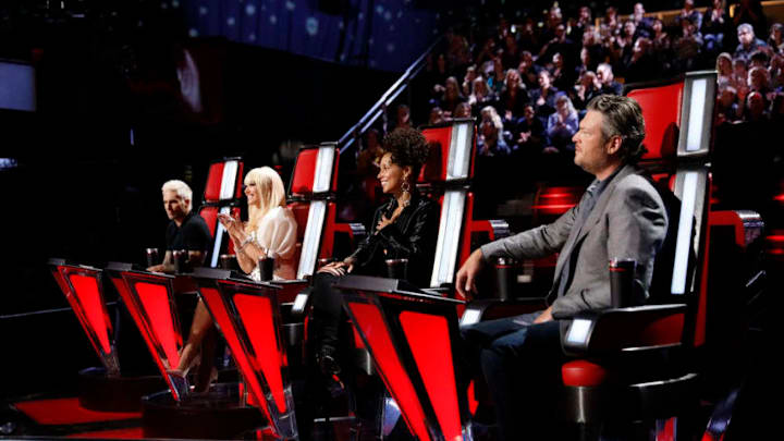 THE VOICE -- "Live Playoffs" Episode: 1214B -- Pictured: (l-r) Adam Levine, Gwen Stefani, Alicia Keys, Blake Shelton -- (Photo by: Trae Patton/NBC) THE VOICE -- "Live Playoffs" Episode: 1214B -- Pictured: (l-r) Adam Levine, Gwen Stefani, Alicia Keys, Blake Shelton -- (Photo by: Trae Patton/NBC)