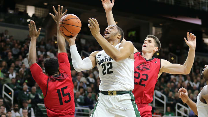 EAST LANSING, MI – DECEMBER 9: Miles Bridges #22 of the Michigan State Spartans shoots the ball against of the Southern Utah Thunderbirds at Breslin Center on December 9, 2017 in East Lansing, Michigan. (Photo by Rey Del Rio/Getty Images)