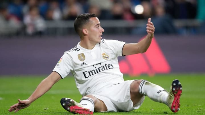 MADRID, SPAIN - DECEMBER 15: Lucas Vazquez of Real Madrid during the La Liga Santander match between Real Madrid v Rayo Vallecano at the Santiago Bernabeu on December 15, 2018 in Madrid Spain (Photo by David S. Bustamante/Soccrates/Getty Images)
