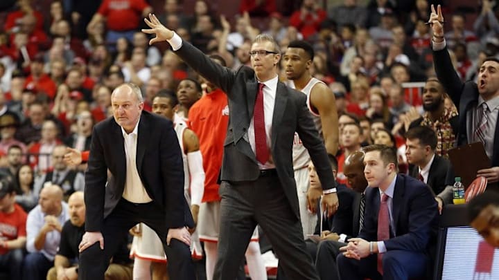 Feb 23, 2016; Columbus, OH, USA; Ohio State Buckeyes head coach Thad Matta watches as the team falls behind during the second half at Value City Arena. The Spartans won 81-62. Mandatory Credit: Joe Maiorana-USA TODAY Sports