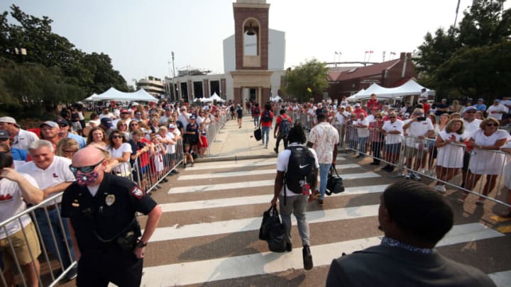 Mississippi Rebels players make their way down the Walk of Champions before their game against the Austin Peay Governors at Vaught-Hemingway Stadium. Mandatory Credit: Petre Thomas-USA TODAY Sports