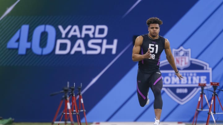 INDIANAPOLIS, IN – MARCH 05: Alabama defensive back Minkah Fitzpatrick (DB51) runs the 40 yard dash during the NFL Scouting Combine at Lucas Oil Stadium on March 5, 2018 in Indianapolis, Indiana. (Photo by Michael Hickey/Getty Images)