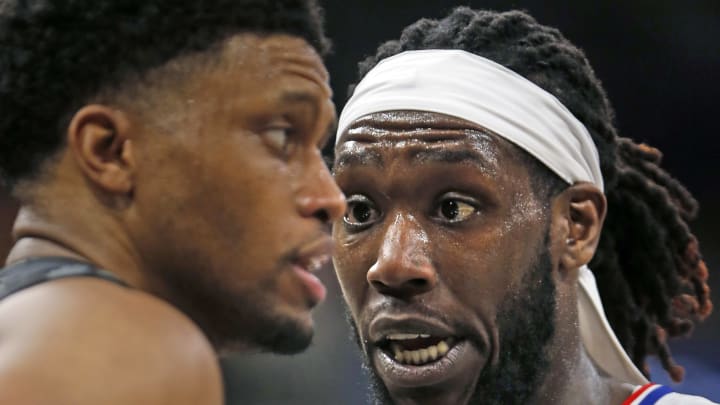 SAN ANTONIO, TX – JANUARY 20: Montrezl Harrell #5 of the Los Angeles Clippers has words with Rudy Gay #22 of the San Antonio Spurs after he thought he was fouled at AT&T Center on January 20, 2019 in San Antonio, Texas. NOTE TO USER: User expressly acknowledges and agrees that , by downloading and or using this photograph, User is consenting to the terms and conditions of the Getty Images License Agreement. (Photo by Ronald Cortes/Getty Images)