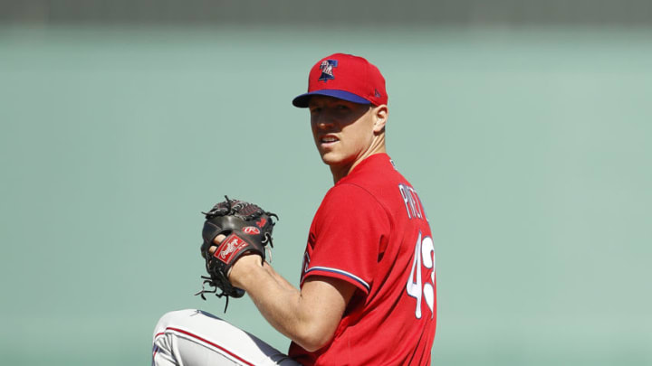 FORT MYERS, FLORIDA - FEBRUARY 27: Nick Pivetta #43 of the Philadelphia Phillies delivers a pitch against the Boston Red Sox in the first inning of a Grapefruit spring training game at JetBlue Park at Fenway South on February 27, 2020 in Fort Myers, Florida. (Photo by Michael Reaves/Getty Images)